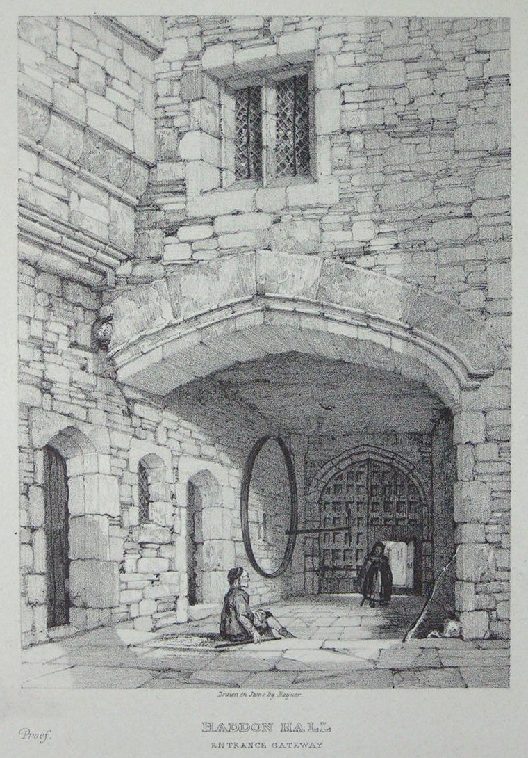 Lithograph - Haddon Hall Entrance Gateway - 